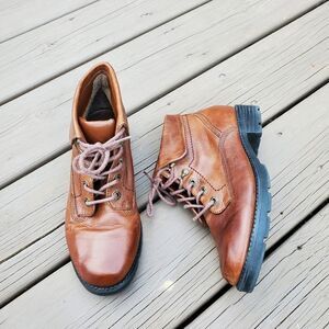 Vintage 90s y2k Brown Leather Lace-up Granny Lolita Victorian Bridgerton Booties